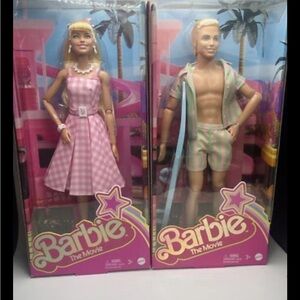 Barbie The Movie - Margot Robbie In Pink Gingham Dress  & KEN Doll Set NEW!
